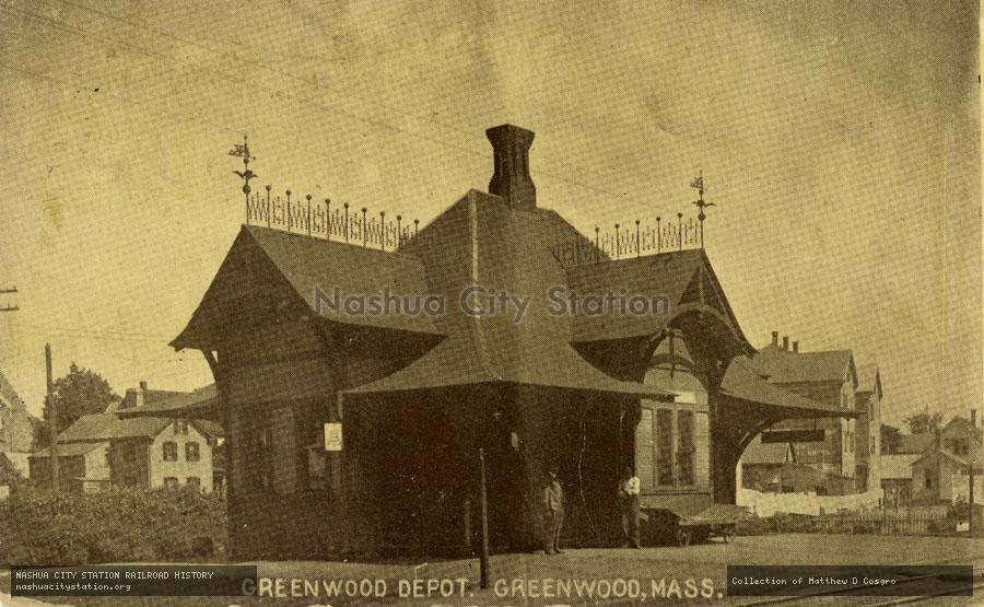 Postcard: Greenwood Depot, Greenwood, Massachusetts